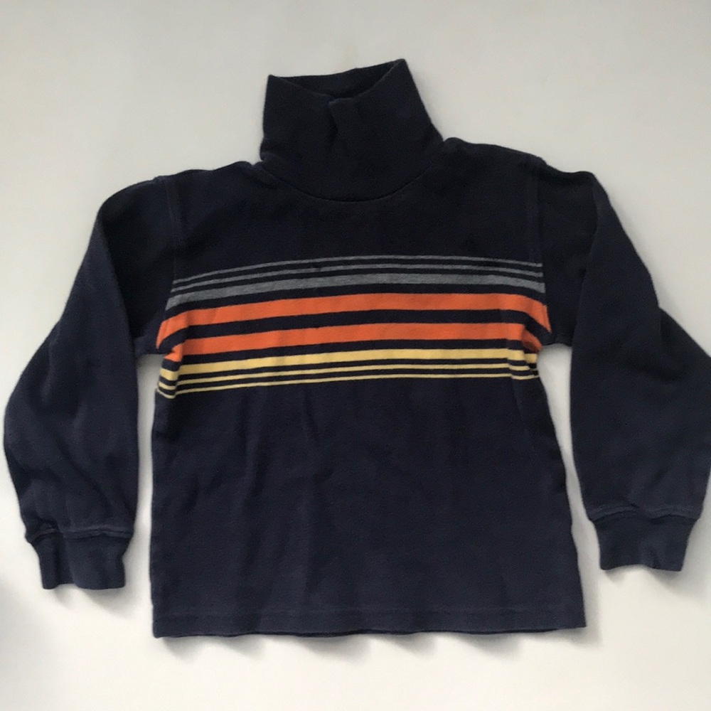 4T turtleneck retro navy with orange stripes